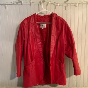VINTAGE red leather jacket